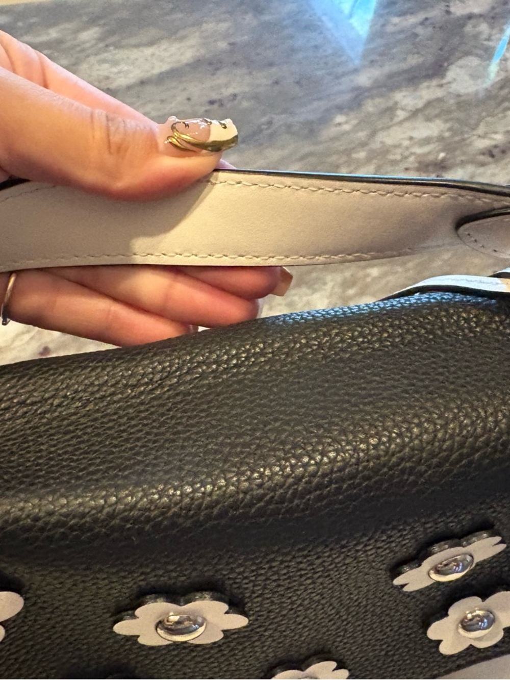 Michael Kors Floral Black and White Pebbled Leather Crossbody - Picture 3 of 14